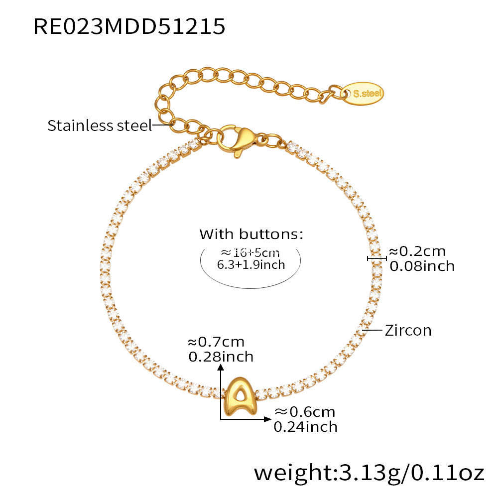 B廠-爆閃爪鑲鋯石26字母手鍊 不鏽鋼鍍18k真金時尚精緻氣質珠寶首飾女「RE023」25.12-3