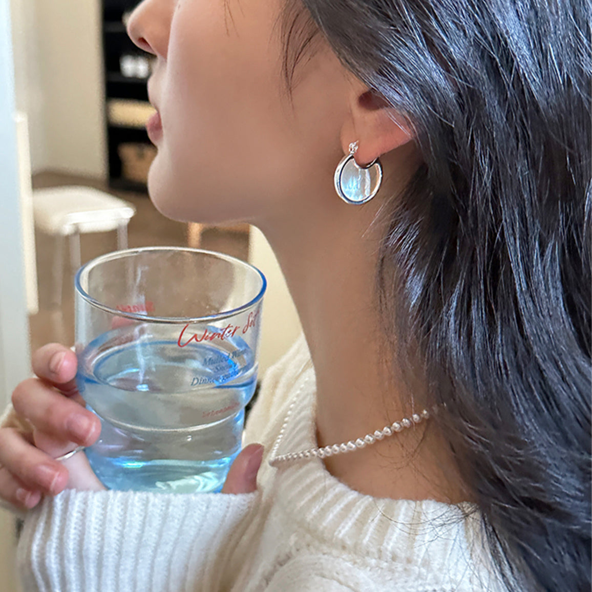 C廠-ins歐美網紅天然貝母耳環女小眾百搭高級感耳扣輕奢甜美夏天耳飾「EH-3622」25.06-2
