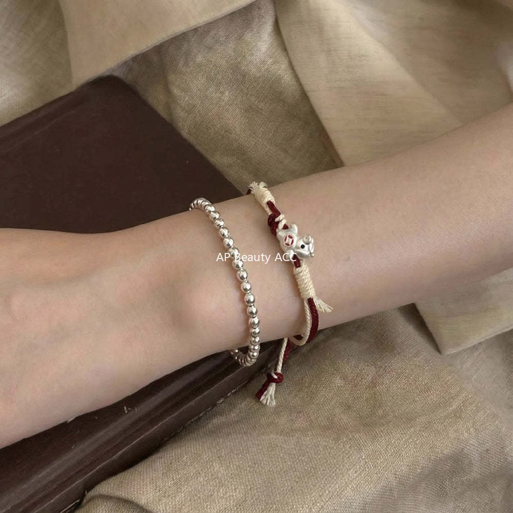 C廠-足銀999馬上有錢花  2026生肖馬 本命年紅繩手鍊錢幣琺瑯編繩手鍊「1631」25.12-3