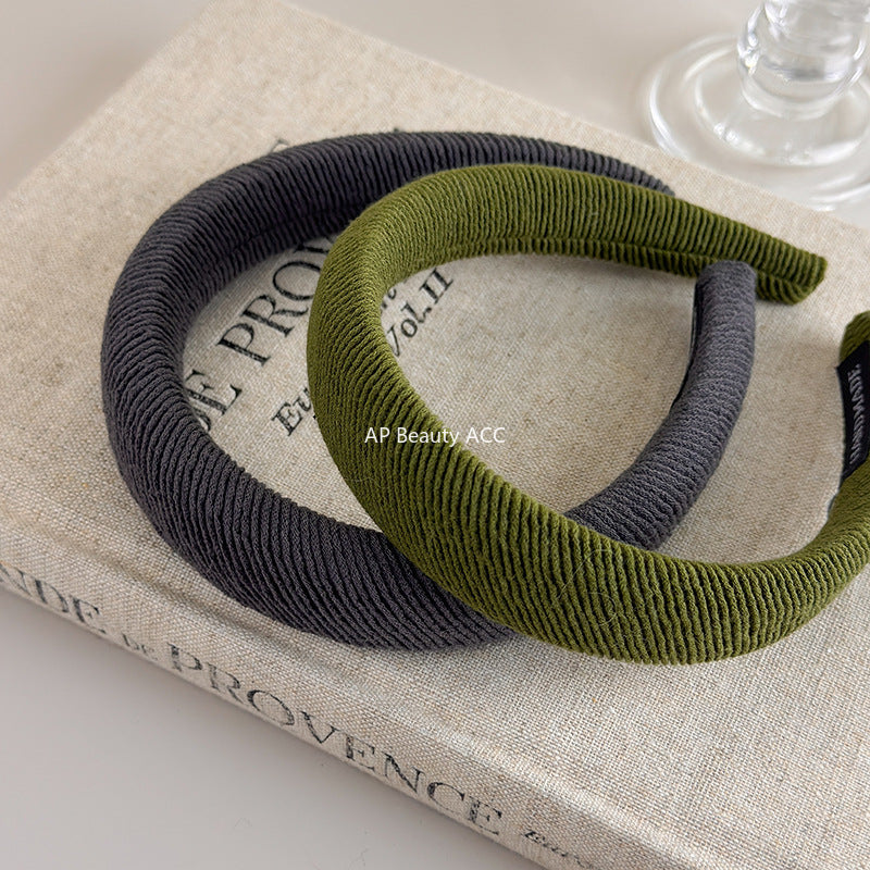 E廠-復古螺紋高顱頂海綿髮箍女款百搭外出寬邊網紅2025年新款氣質頭箍「21924」25.11-2