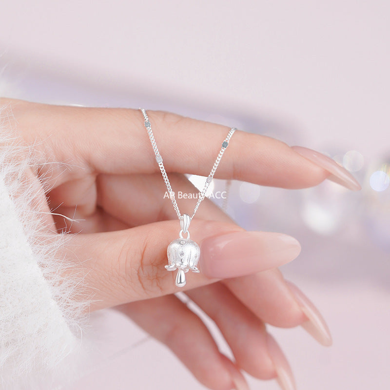 D廠-S925純銀鈴蘭花項鍊甜美森系精美唯美氛圍感小眾可愛鎖骨鏈批發「YC3217N_1」25.11-2