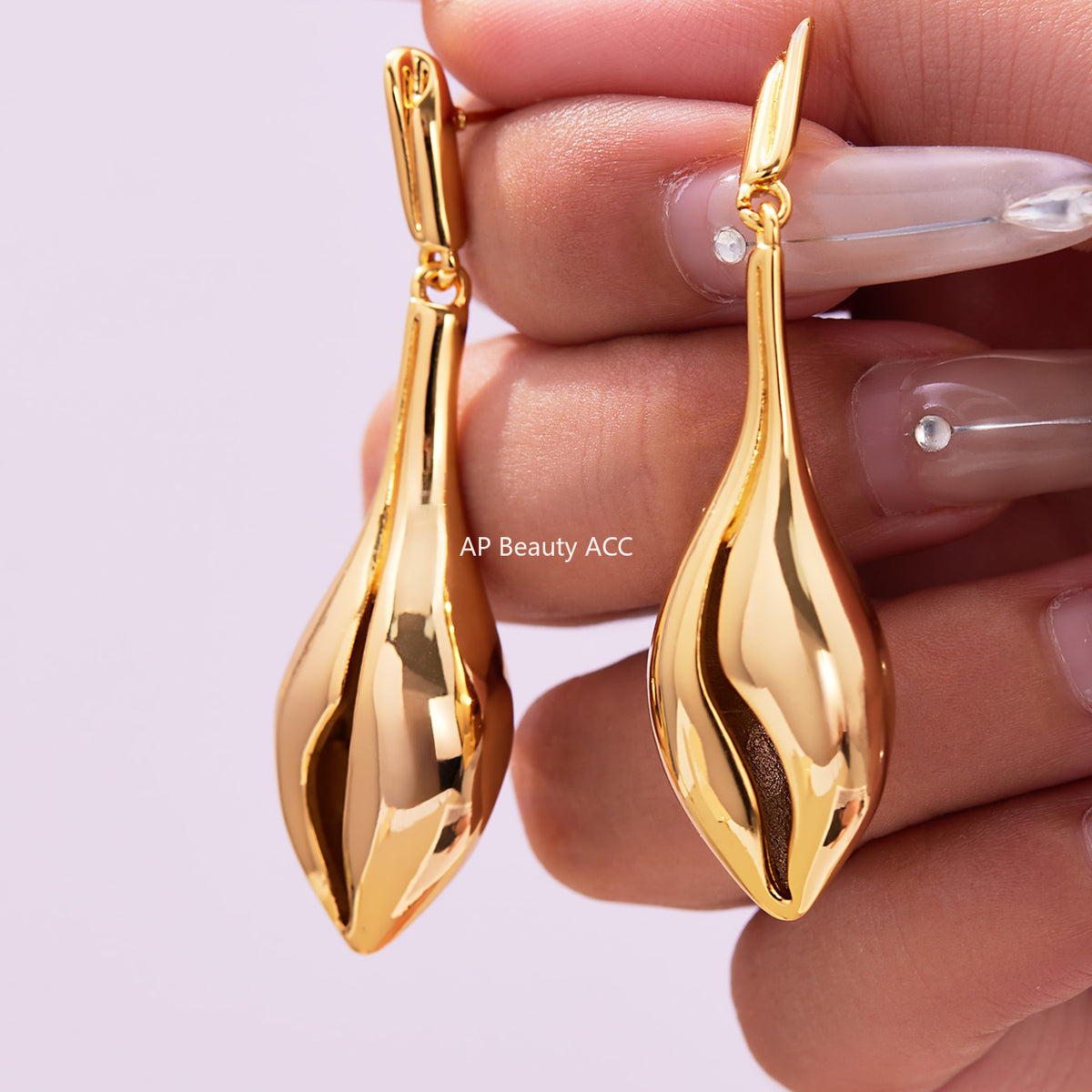 B廠-跨境小眾設計長款海螺形鏤空耳環銅材質鍍18k真金氣質配飾「F813」25.11-1