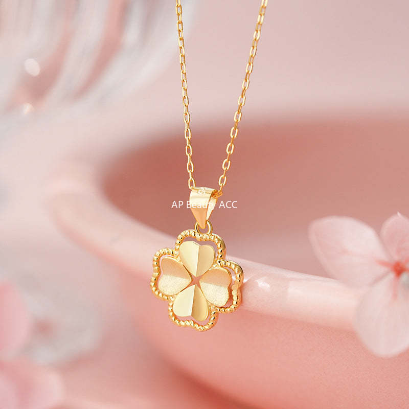 D廠-S925純銀幸運四葉草項鍊輕奢質感文藝唯美氣質溫柔復古鎖骨鏈批發「YC2347N_1」25.11-3