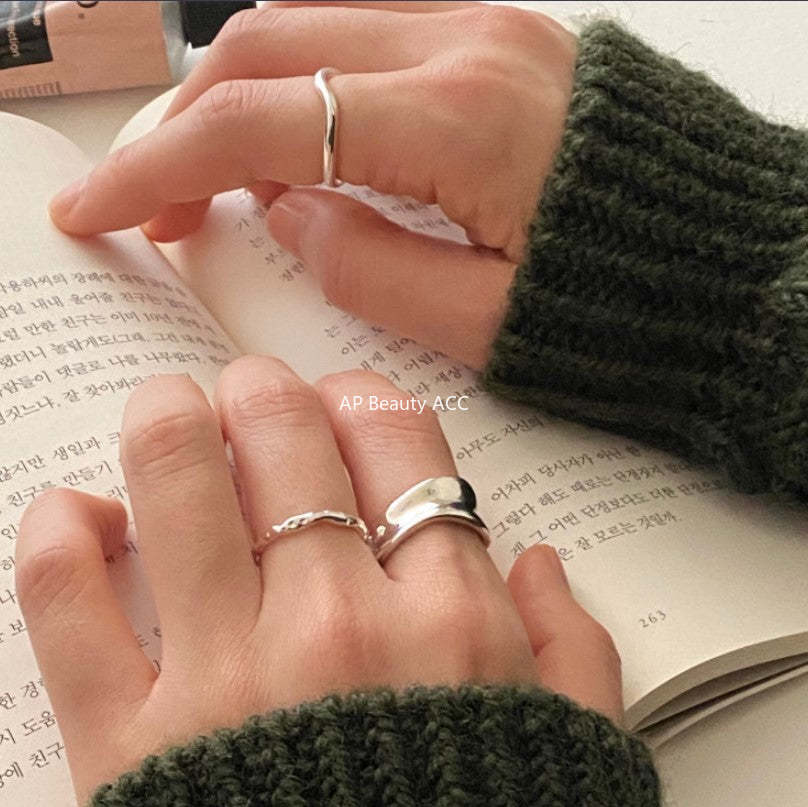 F廠-MC歐美極簡百搭潮人網紅925純銀不規則戒指日韓INS小眾指環食指「J1107」25.12-1