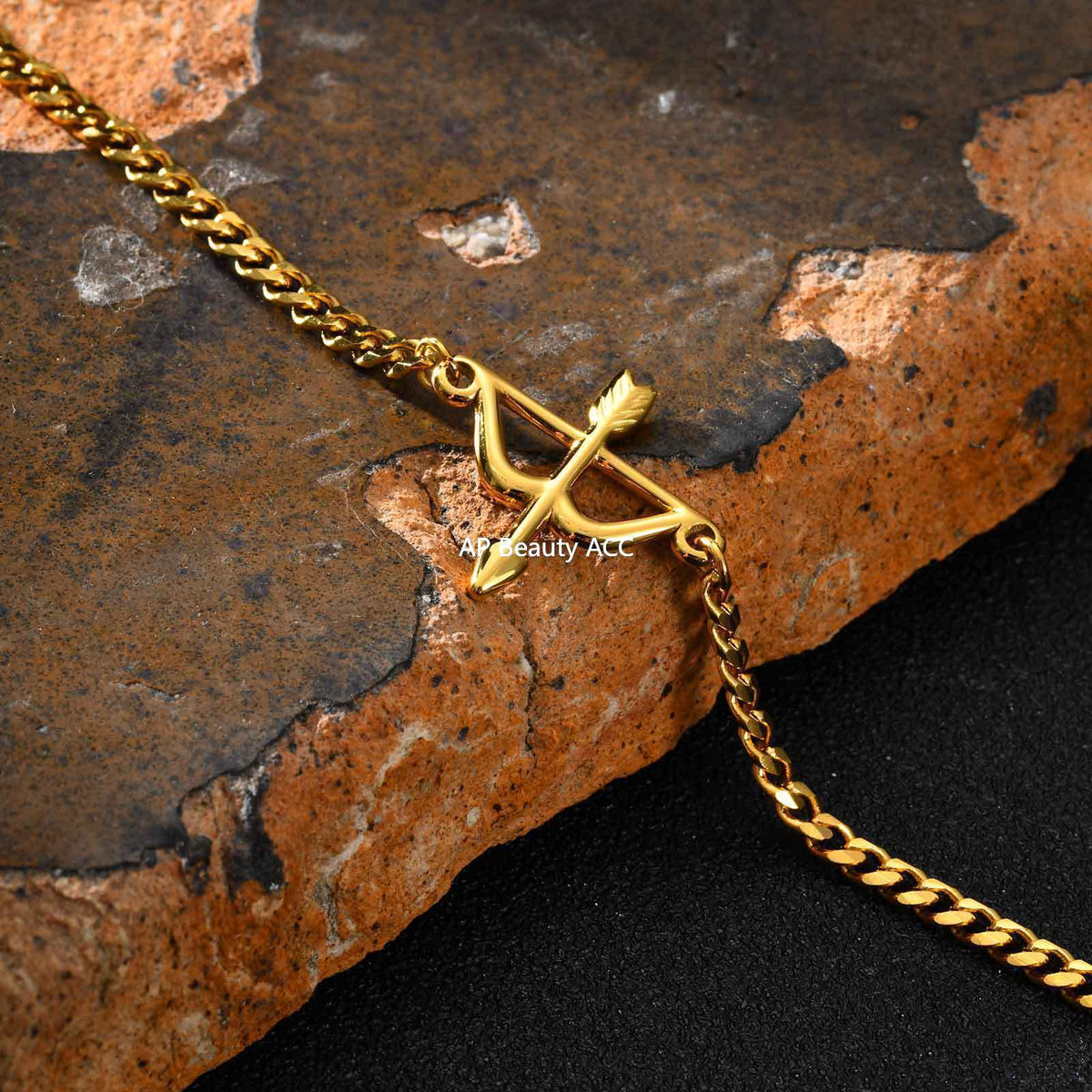 G廠-不鏽鋼六面磨鏈弓箭手鍊金色幾何射箭手鍊時尚氣質批發「BR-2621」25.11-1