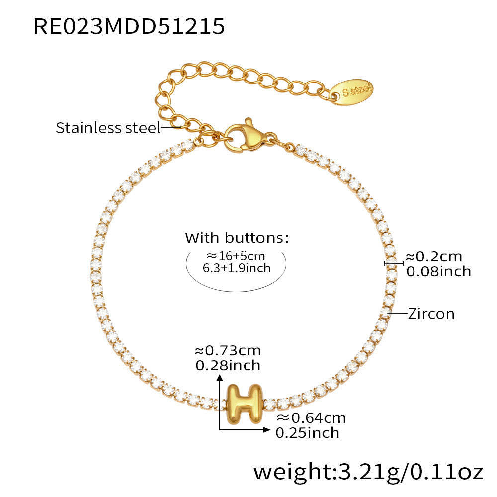 B廠-爆閃爪鑲鋯石26字母手鍊 不鏽鋼鍍18k真金時尚精緻氣質珠寶首飾女「RE023」25.12-3