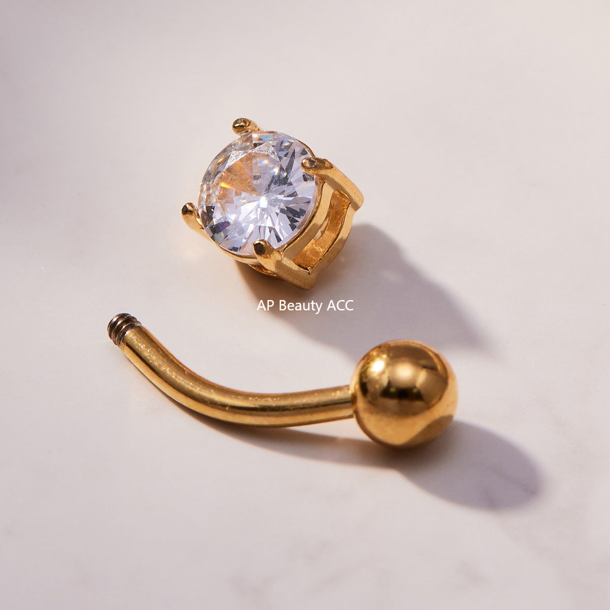 B廠-超閃5A鋯石愛心水滴造型肚臍釘不鏽鋼18k鍍金歐美穿刺飾品「H001」25.11-2