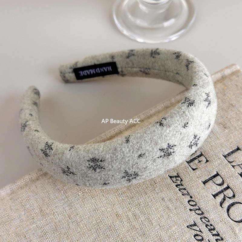 E廠-復古時尚秋冬針織小碎花海綿髮箍女外出壓髮卡氣質百搭高顱頂頭箍「27633」25.11-1