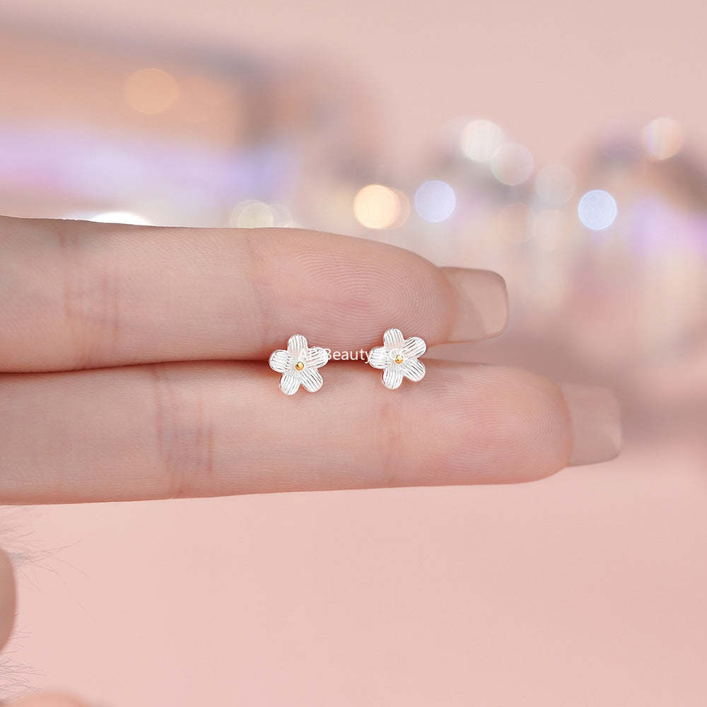 D廠-足銀S999花朵耳環氣質精美森系田園風輕奢獨特唯美百搭耳飾批發「YC9023E_1」25.12-1