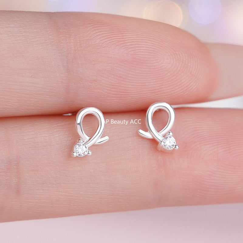 D廠-S999足銀可愛鋯石交叉耳環女氣質甜美文藝法式少女養耳洞耳釘「YC5979E_1」25.11-1