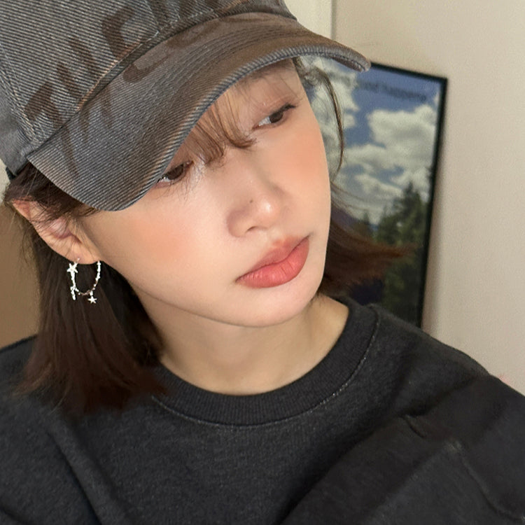 C廠-星星大耳圈女小眾設計感高級新爆圓耳環耳銀針耳釘耳飾「EH-3269」25.09-1