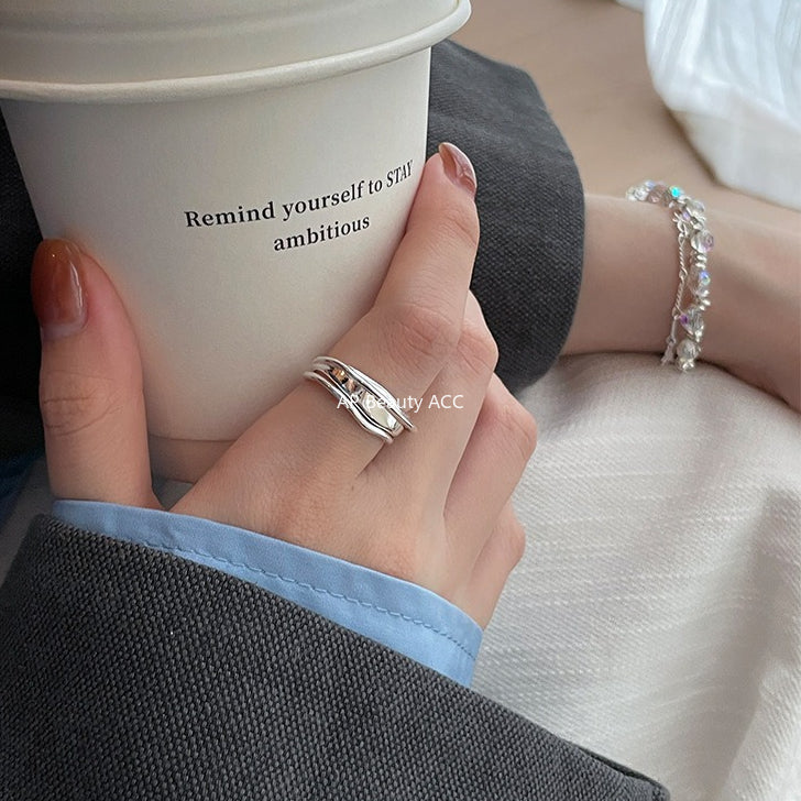 C廠-輕奢高級感純銀戒指女小眾設計個性疊戴風指環時尚ins風韓版指戒「JZ-0595」25.11-2