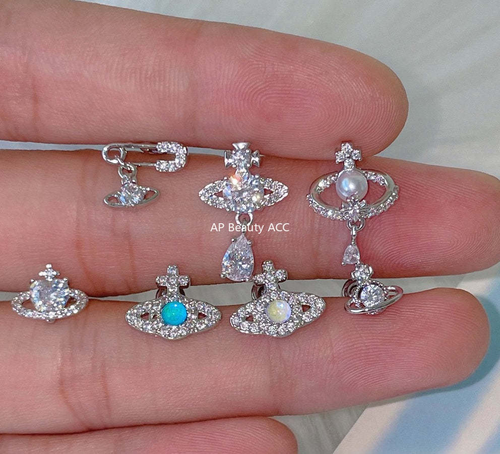 C廠-甜酷風爆閃鋯石星球耳釘鈦合金女高級感個性氣質別針鈦鋼新品耳飾「EH-4347」25.12-1