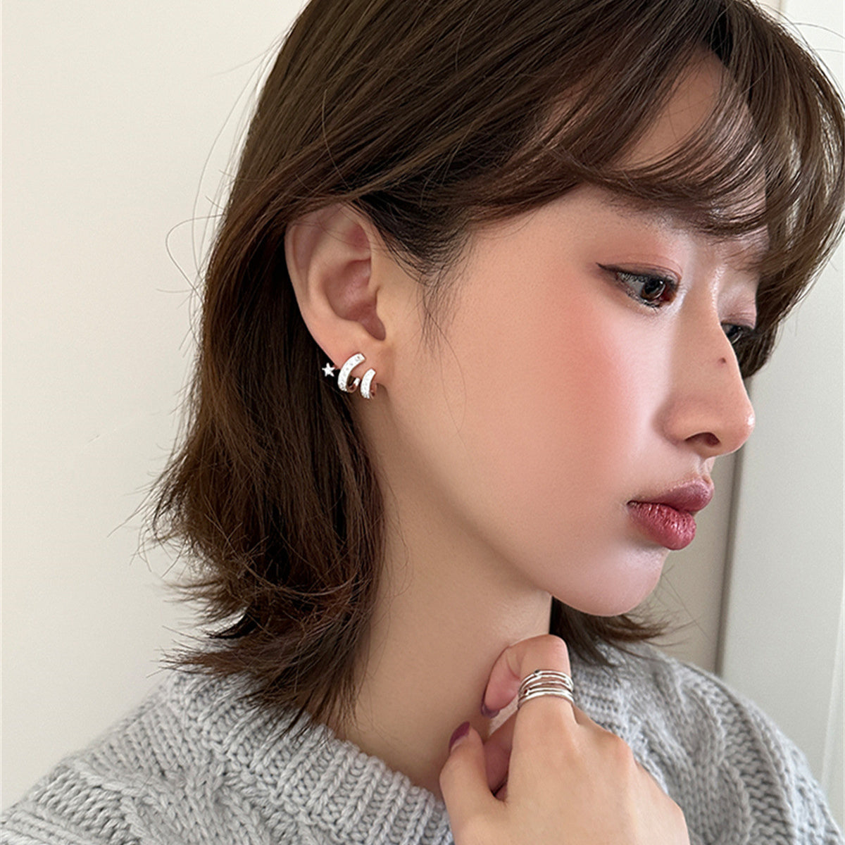C廠-925銀針流星耳釘女INS韓版絕美爆閃鋯石耳環設計超仙小清新耳飾「EH-3503」25.06-2