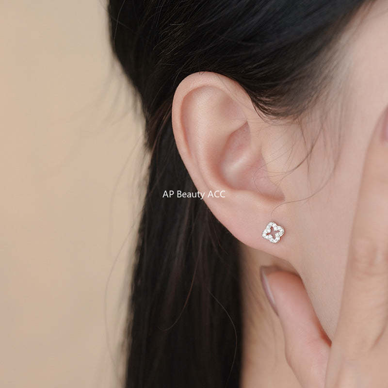 D廠-S999足銀四葉草耳環輕奢法式復古新氣質小眾個性溫柔耳飾「YC7533E」25.11-3