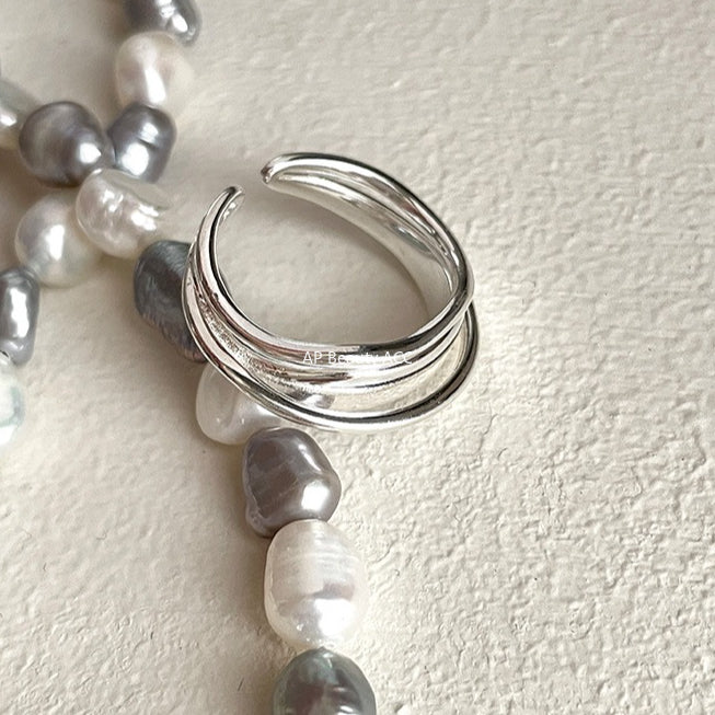 C廠-輕奢高級感純銀戒指女小眾設計個性疊戴風指環時尚ins風韓版指戒「JZ-0595」25.11-2