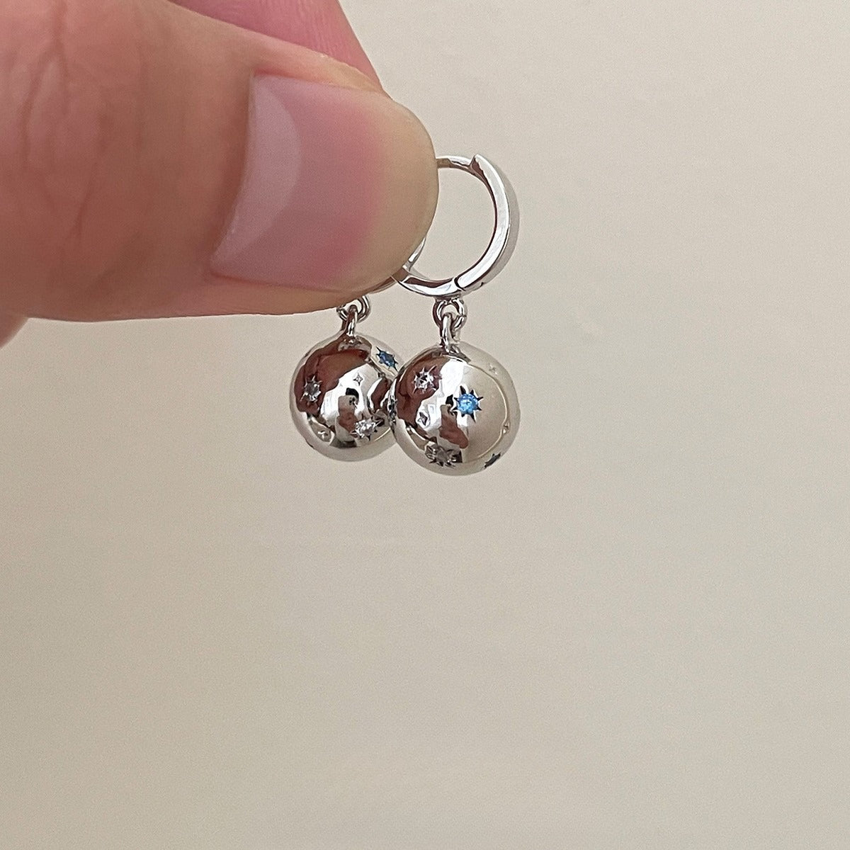 C廠-星球耳扣女小眾復古設計簡約銀針耳環時尚氣質極簡耳飾「EH-4124」25.12-2