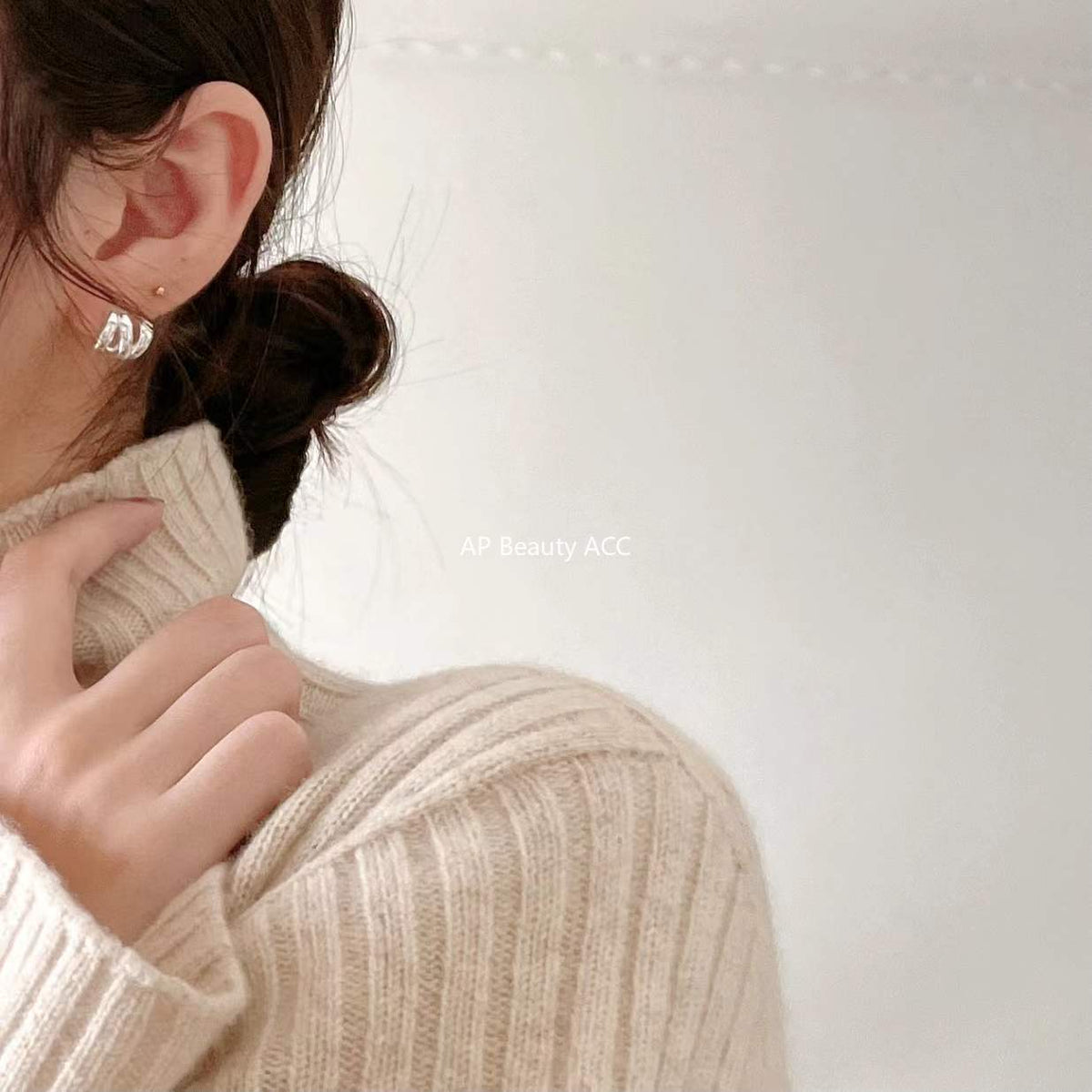 F廠-韓國韓版925純銀耳釘韓風INS極簡波紋耳環耳扣銀耳釘女「C878」25.12-1