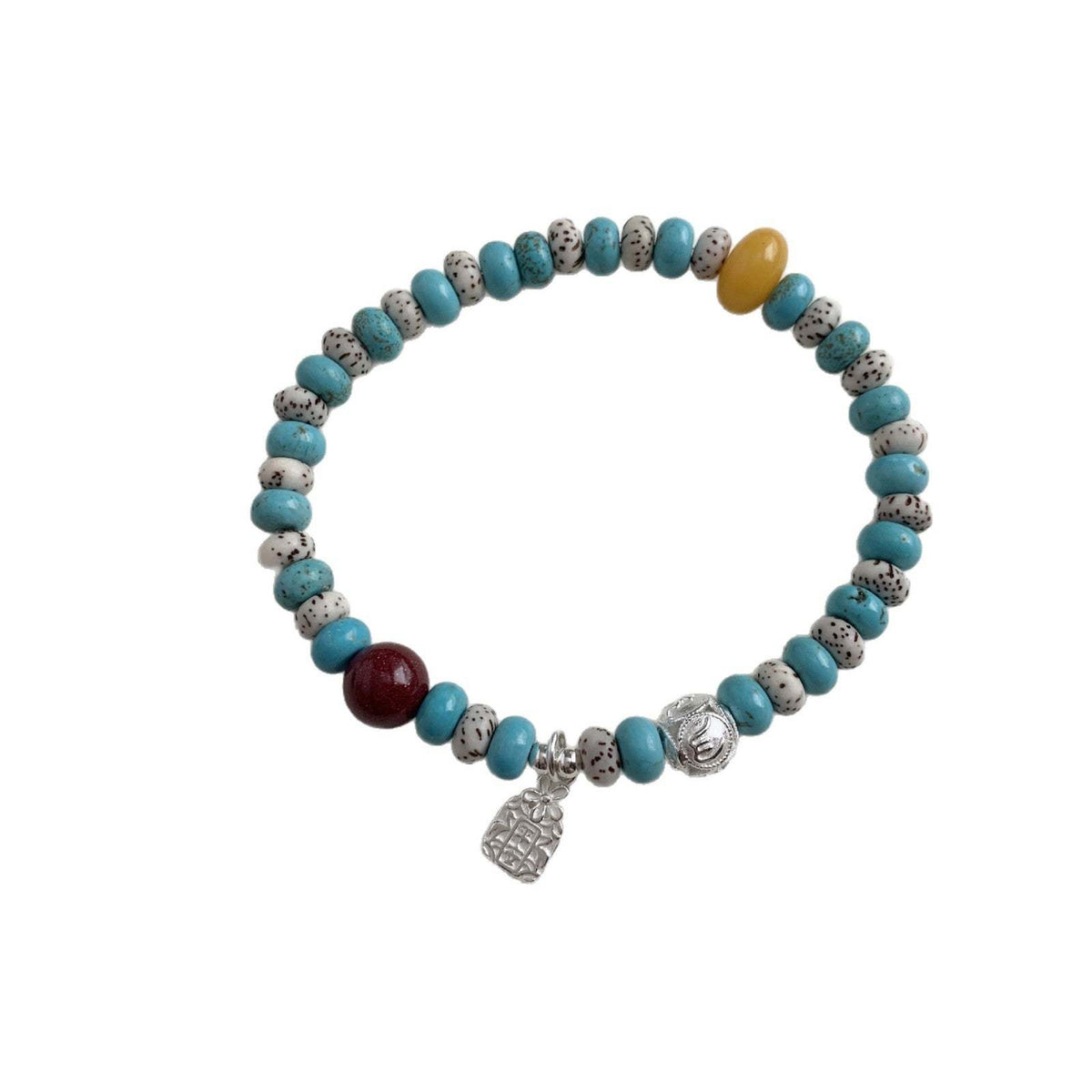 C廠-古風歲歲平安星月菩提鋁鎂礦仿藍松石手鍊「1529」25.11-3