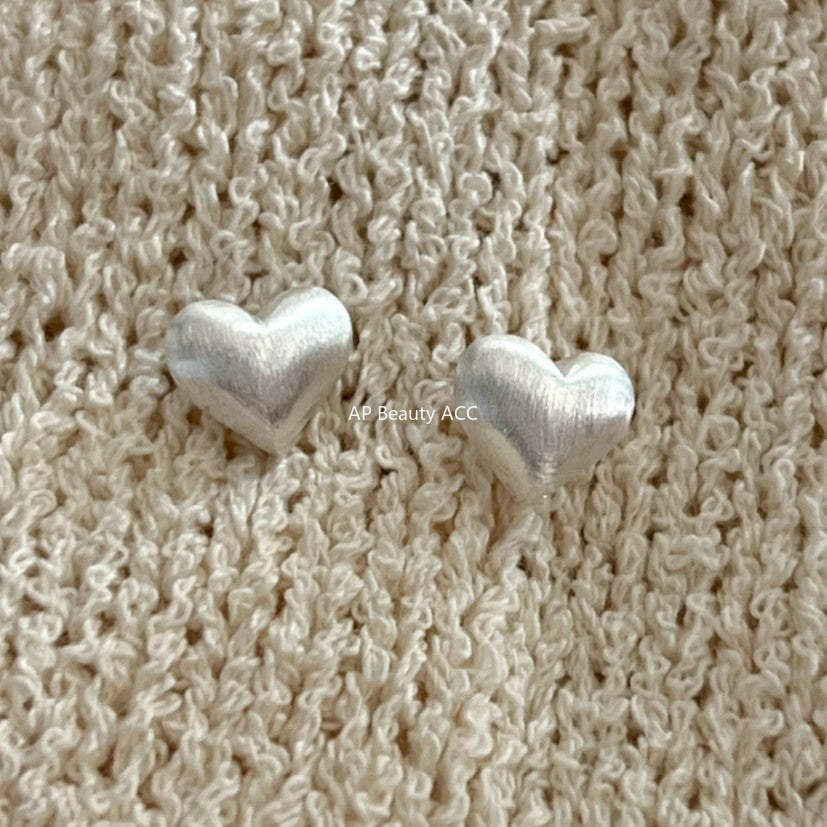 F廠-韓國韓版925純銀耳釘愛心拉絲耳釘簡約時尚氣質ins風耳環「C1191」25.12-3