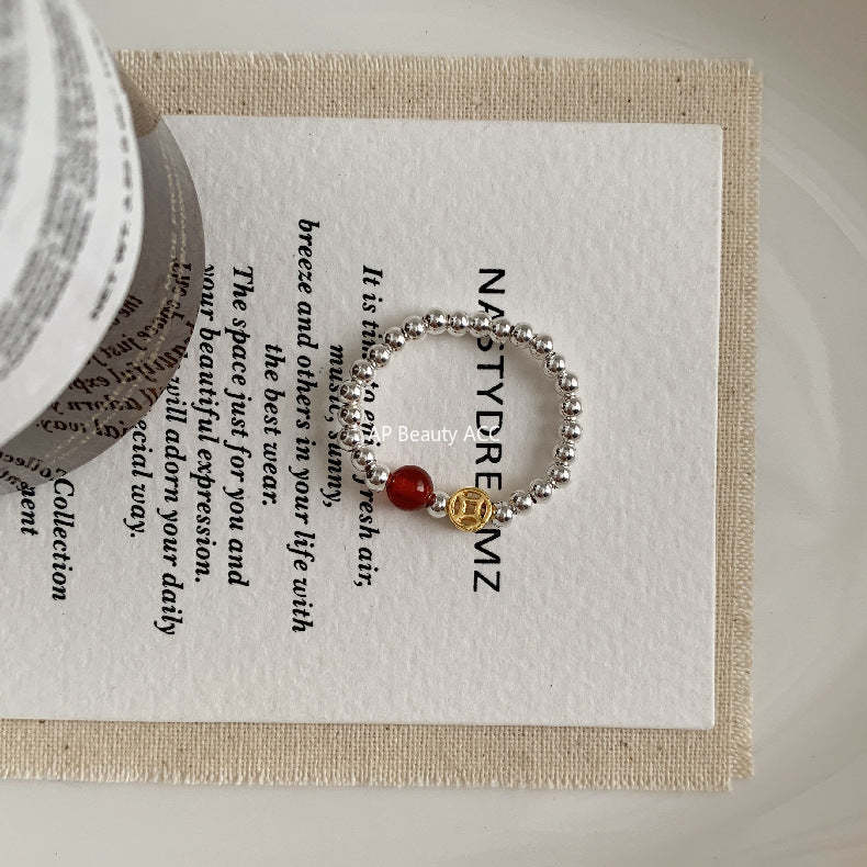 C廠-古風宮廷風葫蘆繡球愛心錢幣大象吉祥淡水珍珠彈力S925純銀戒指「RA」25.11-4