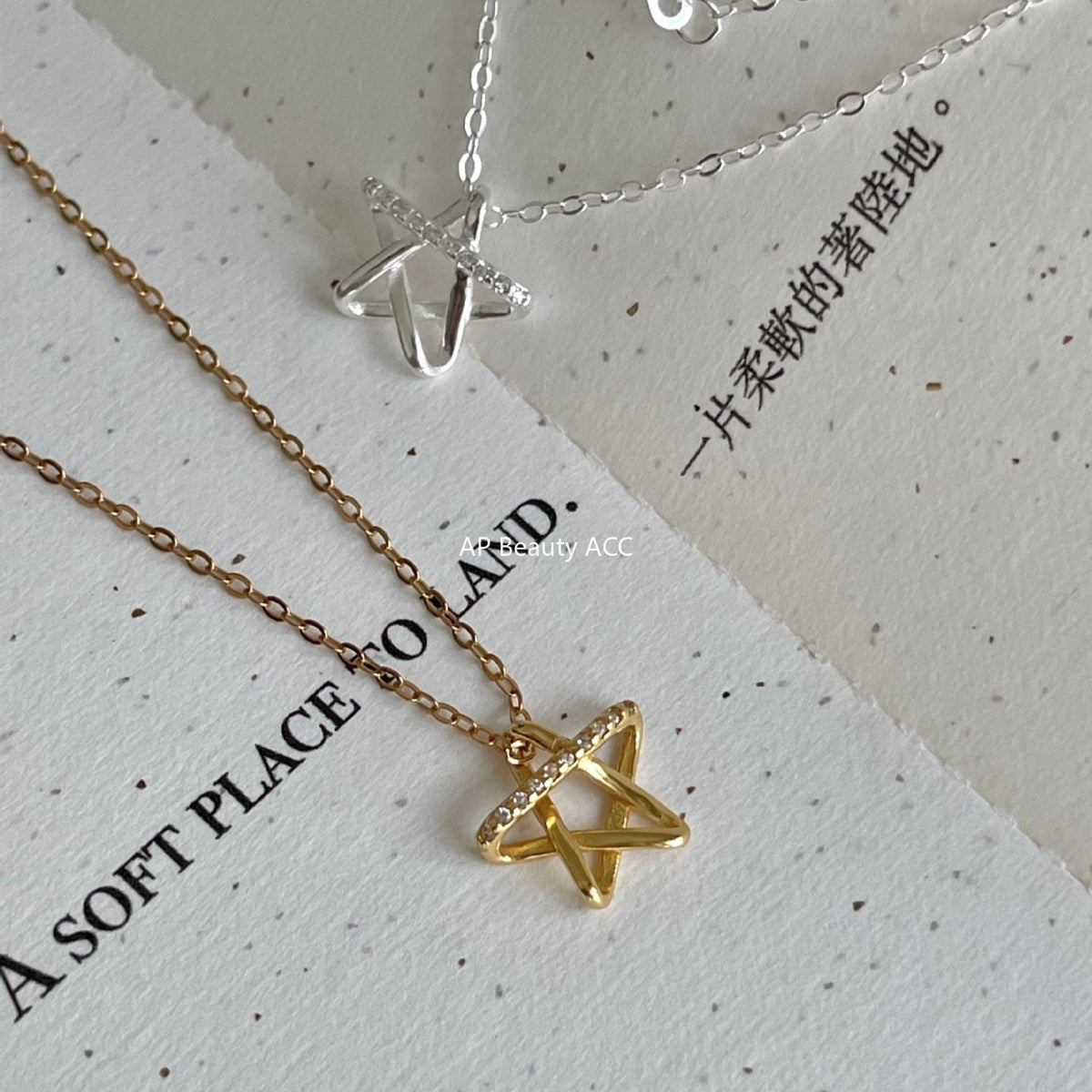 F廠-韓國韓版925純銀鋯石星星項鍊簡約氣質ins小紅書項鍊「B1381」25.11-1