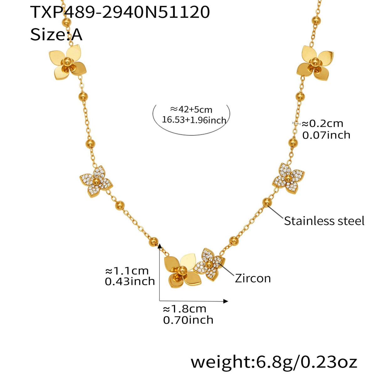 B廠-熱銷新品重十字夾珠鬱金香花朵鑲鋯石滿鑽鎖骨項鍊戒指套裝「TXP489」25.11-4