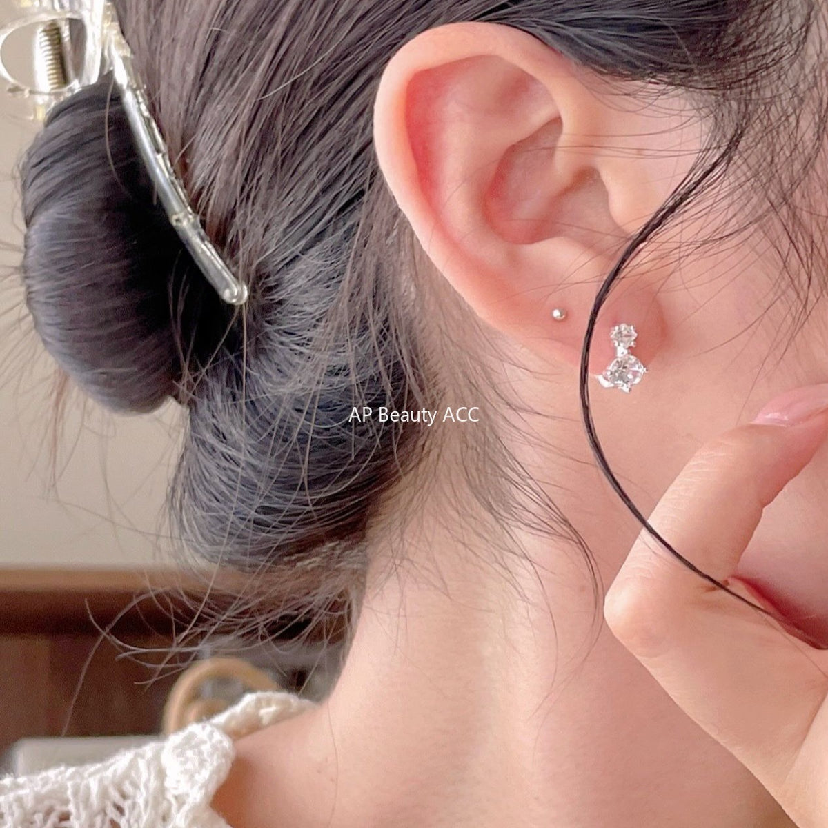 F廠-韓國韓版925純銀鋯石耳扣耳釘簡約氣質百搭ins風耳飾「C1419」25.11-1