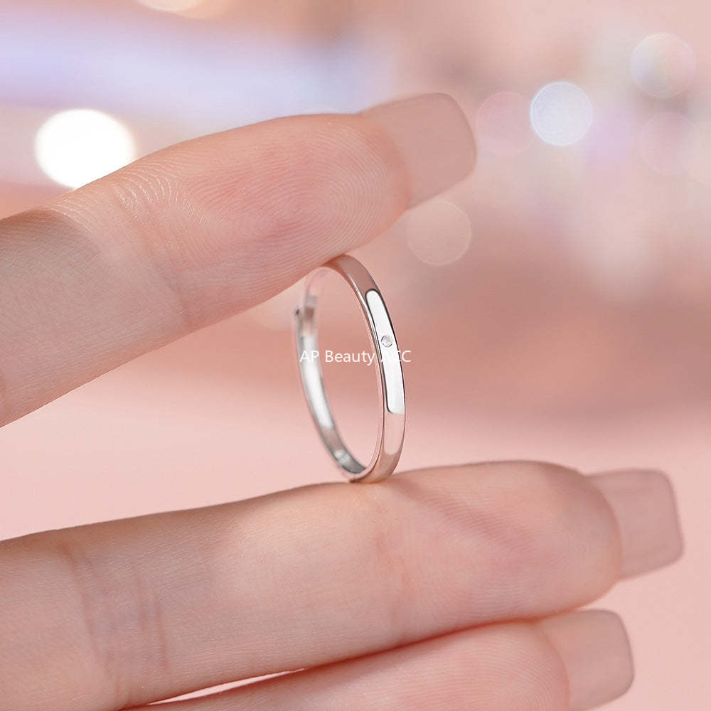 D廠-S999足銀高級感幾何鋯石對戒情侶對戒小眾設計戒指送女友戒指「YC4861R_1」25.12-2