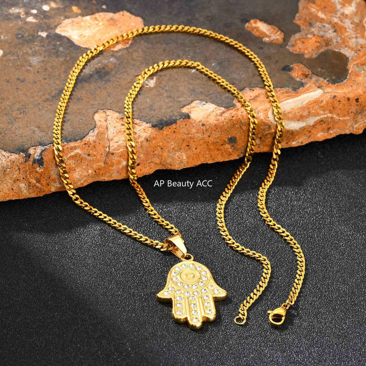 G廠-不鏽鋼個性化符號法蒂瑪之手鋯石日常百搭吊墜「PN-2264」25.11-2