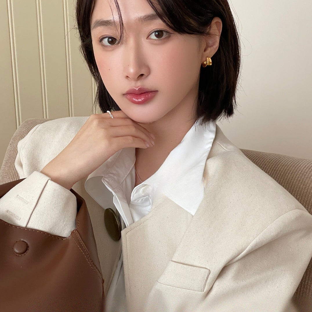 C廠-法式復古素圈無痛耳夾女極簡百搭氣質時尚耳骨夾冷淡風輕奢高級感「EJ-18」25.07-2