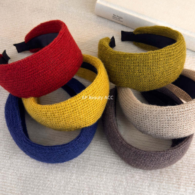 E廠-秋冬針織高顱頂毛線寬邊髮箍女高級感洋氣時尚壓髮頭箍髮卡頭飾潮「27794」25.12-3