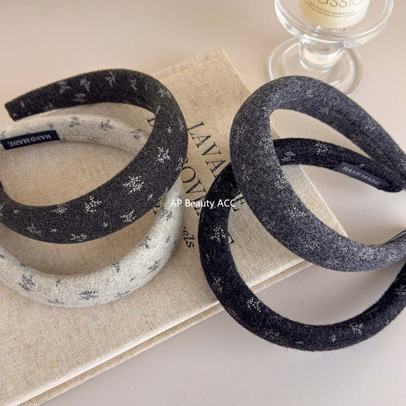 E廠-復古時尚秋冬針織小碎花海綿髮箍女外出壓髮卡氣質百搭高顱頂頭箍「27633」25.11-1