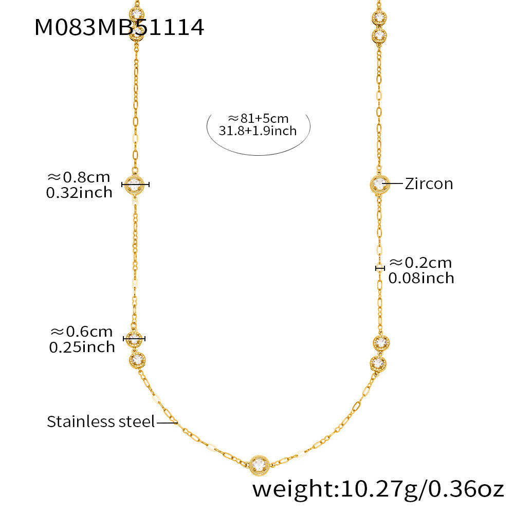 B廠-法式秋冬超閃爪鑽5A鋯石長款毛衣鏈不鏽鋼鍍18k真金不掉色「M083」25.11-3