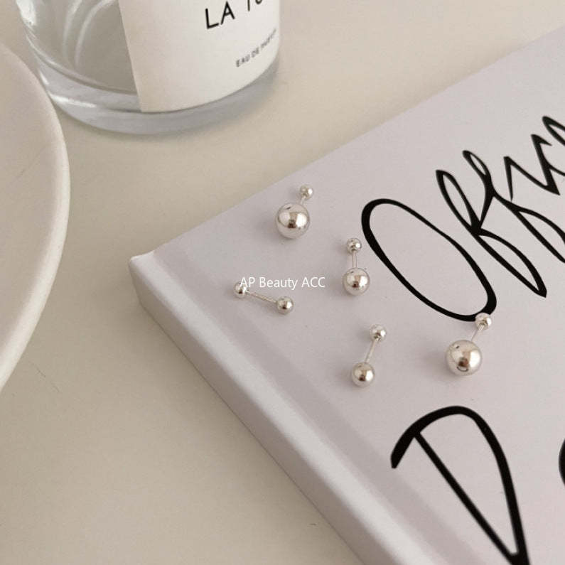 F廠-歐美韓國925純銀耳釘冷淡風圓珠耳環耳扣耳飾「C876」25.12-1