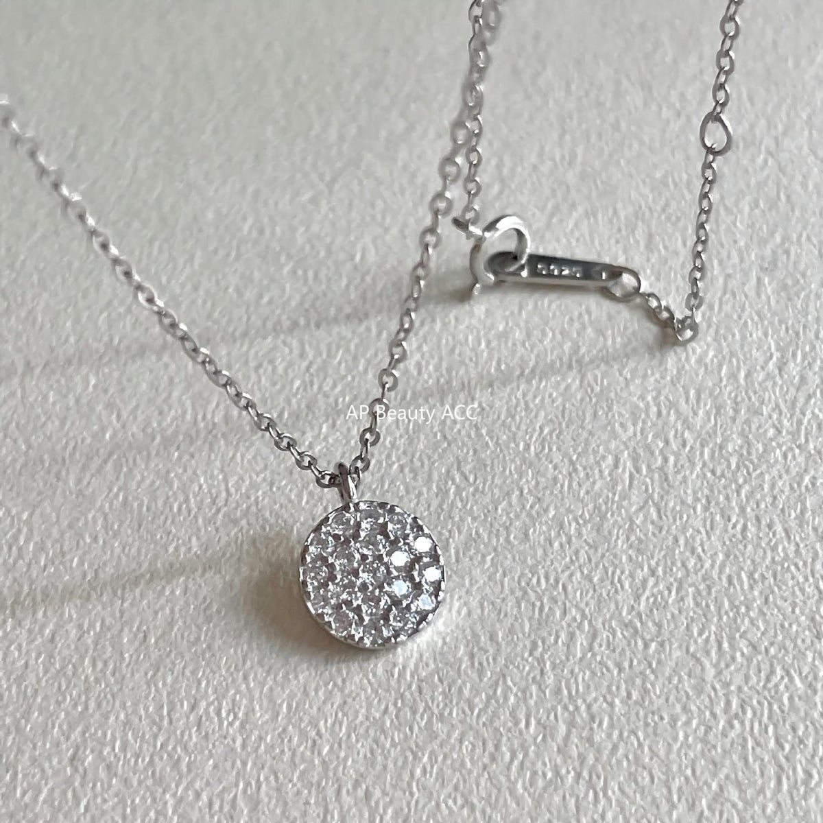 F廠-韓國韓版簡約銀飾 925純銀圓形滿鑽項鍊百搭INS風個性設計款項鍊「B1388」25.11-4
