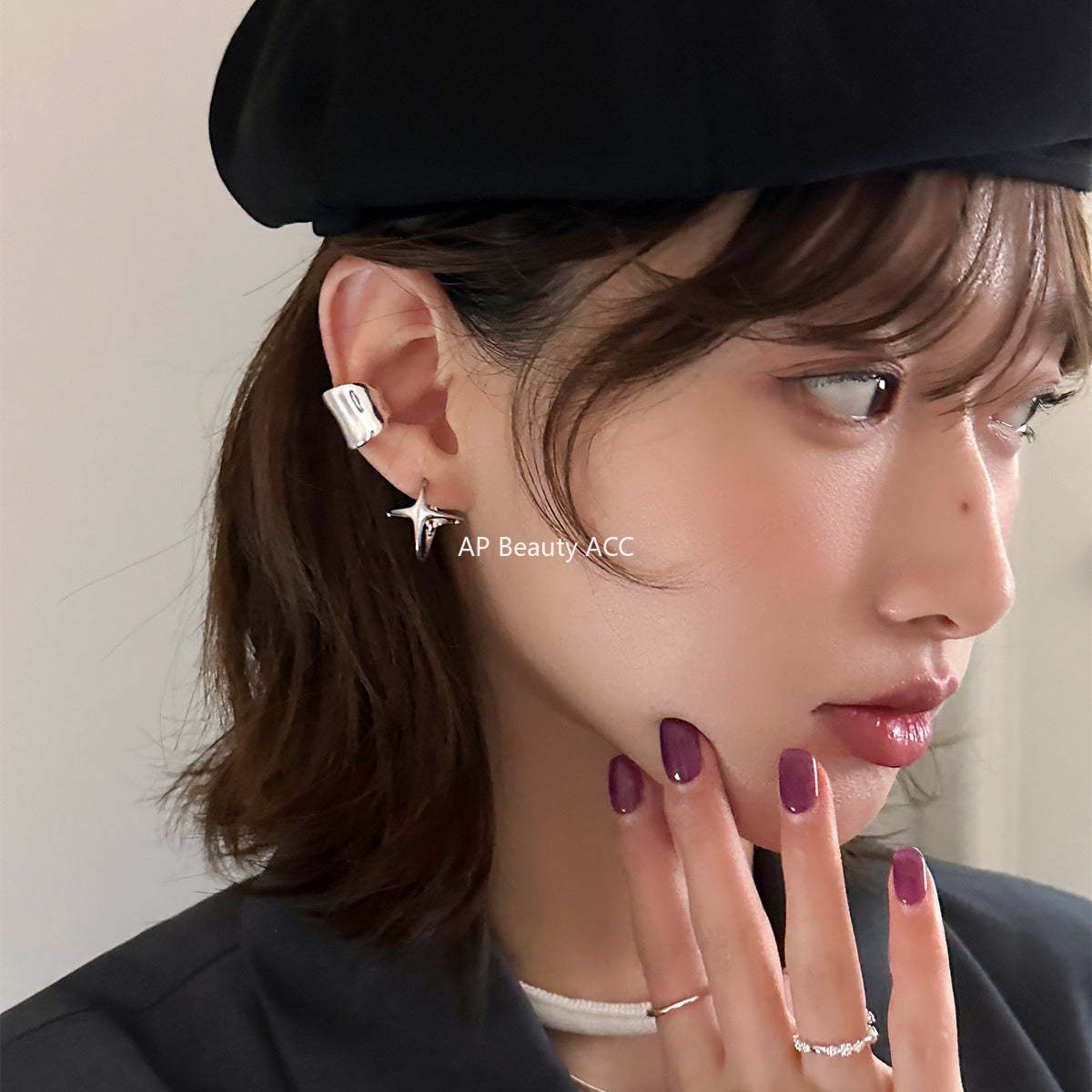 C廠-韓版ins風四芒星耳夾女冷淡風個性甜酷高級感耳骨夾小眾簡約耳飾「EJ-58」25.12-3