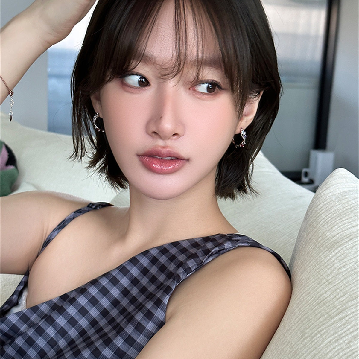 C廠-韓版彩色鋯石耳環女冷淡風時尚輕奢百搭高級感耳圈精緻簡約耳飾「EH-4027」25.10-2