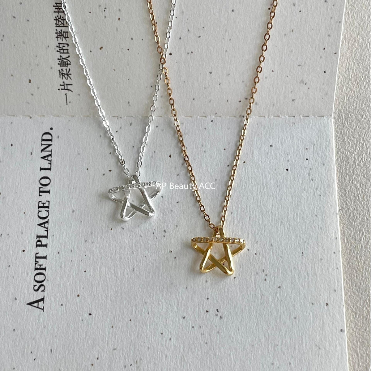 F廠-韓國韓版925純銀鋯石星星項鍊簡約氣質ins小紅書項鍊「B1381」25.11-1