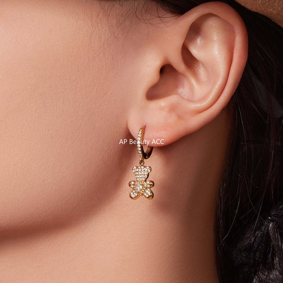 B廠-不鏽鋼5A鋯石滿鑽小熊蝴蝶結愛心多配件吊墜項鍊手鍊耳環首飾套裝「TXP500」25.11-4