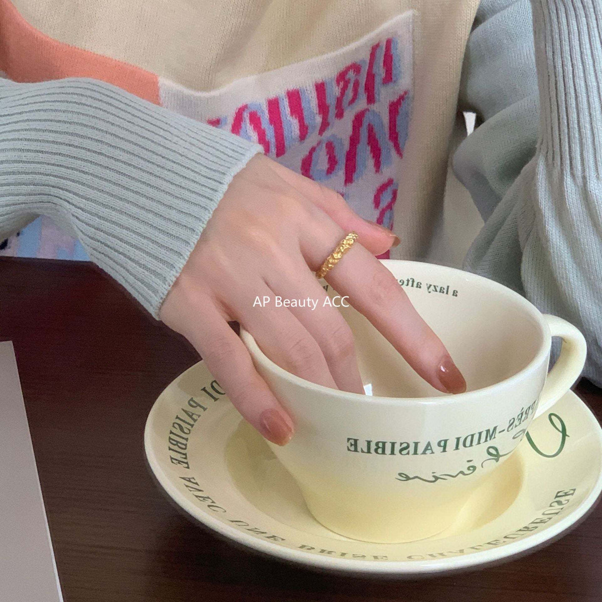 F廠-歐美時尚不規則凹凸面925純銀錫箔紙開口簡約異形戒指「J1393」25.12-3