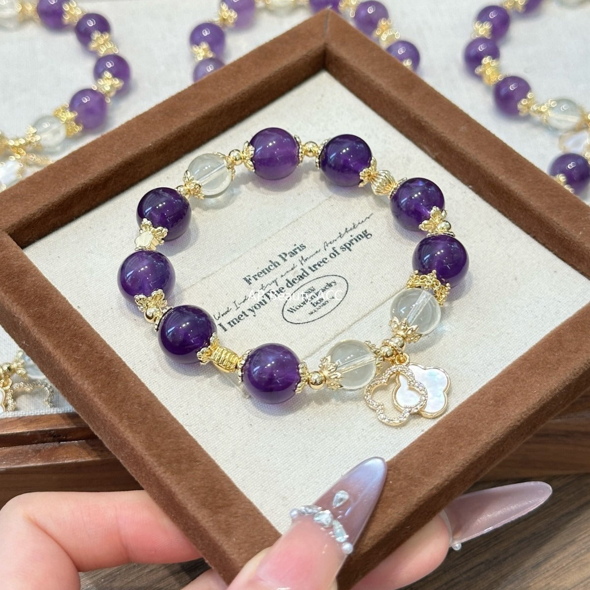 AS廠-新款天然紫水晶黃水晶四葉草手鍊百搭輕奢手串批發廠家直銷「l2944」25.11-1