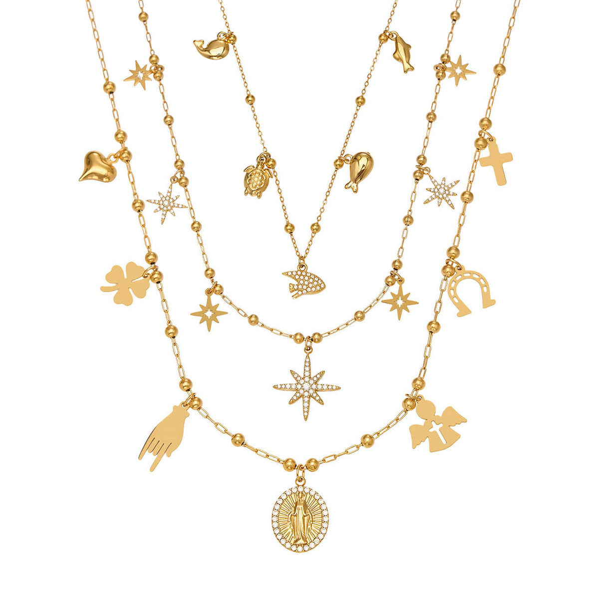 B廠-不鏽鋼DIY多配件鑲嵌鋯石吊墜十字夾珠項鍊鍍18k真金跨境時尚飾品「P732」25.11-4