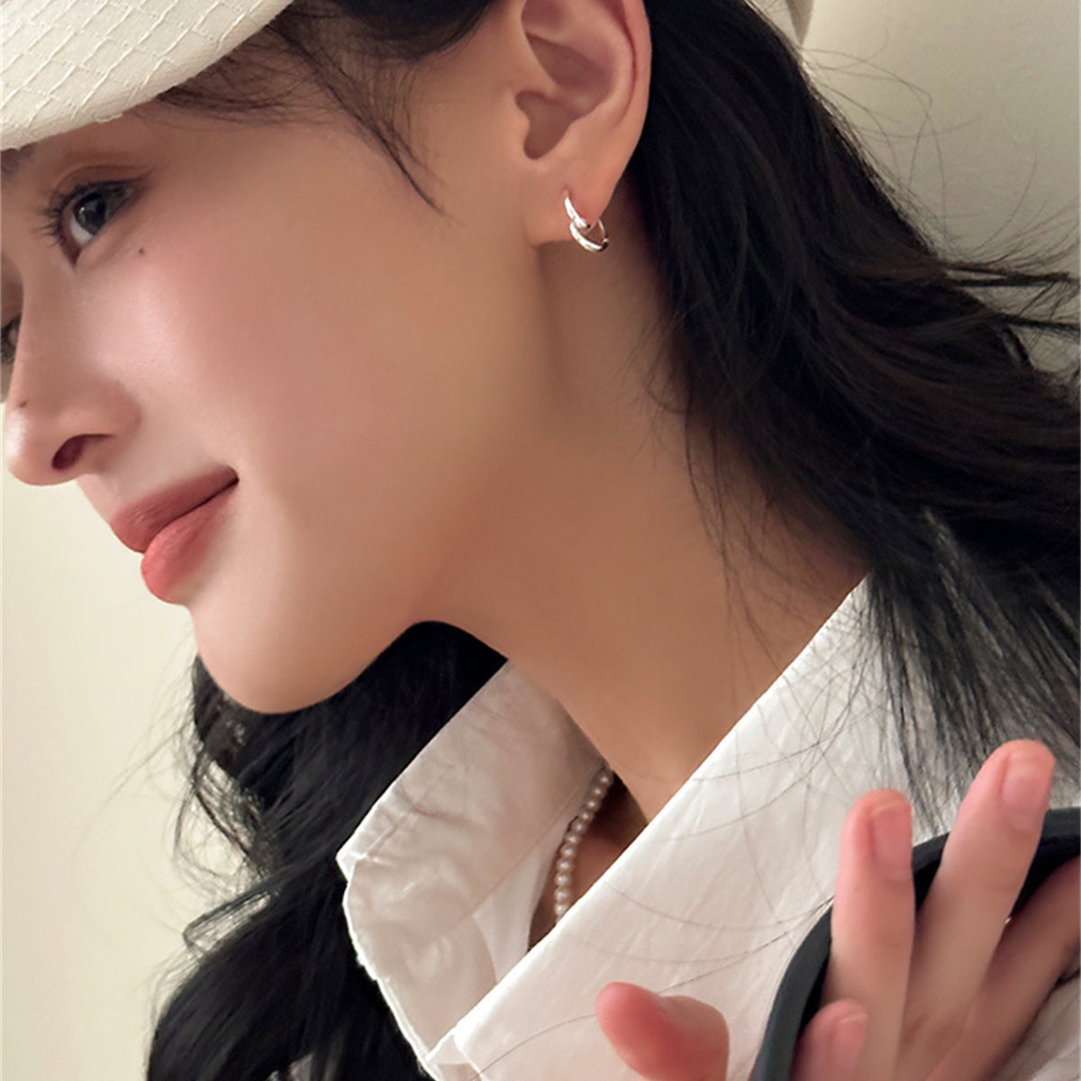 C廠-INS歐美時尚幾何圓圈耳環女小眾個性高級感銀針愛心耳圈百搭耳飾「EH-3674」25.06-4