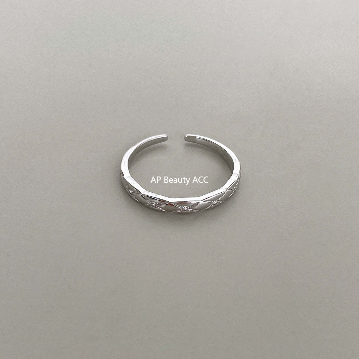 C廠-小眾高級感菱格紋純銀鋯石戒指輕奢冷淡風時尚氣質玫瑰花森系指環「JZ-0712」25.10-5