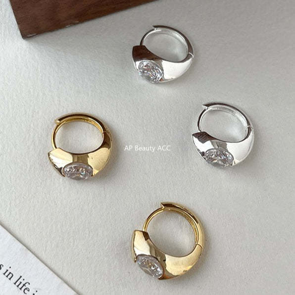 C廠-耳環新爆耳釘小眾設計鋯石耳圈銀針耳耳飾女高級感氣質耳飾「EH-2549.SJ」25.12-3