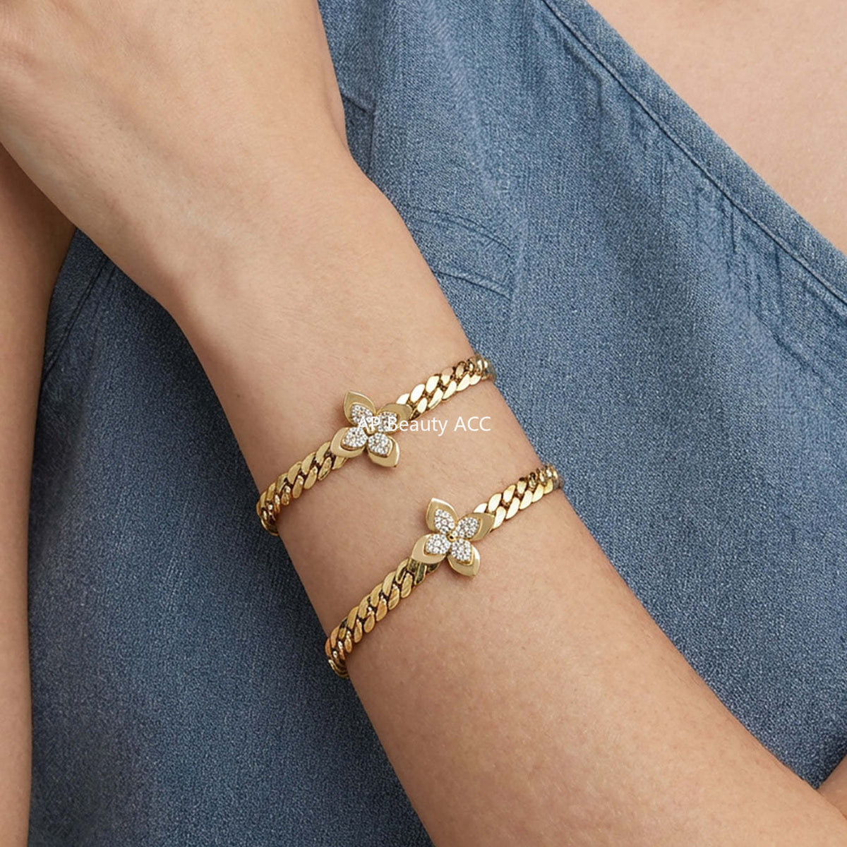 B廠-不鏽鋼超閃5A鋯石花朵吊墜項鍊手鍊INS小眾設計歐美熱銷新款飾品「TXP525」25.12-3