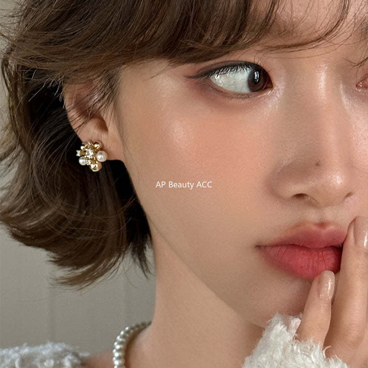 C廠-小眾設計感鋯石耳釘女百搭高級復古氣質珍珠耳環優雅獨特秋冬耳飾「EH-4311」25.11-4