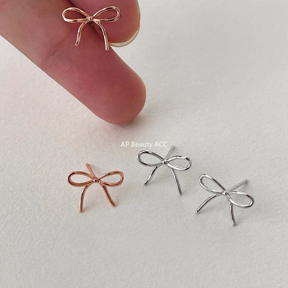 C廠-極簡日常蝴蝶結耳釘女輕奢氣質小香風網紅銀針耳環少女高級感耳飾「EH-4263」25.11-3