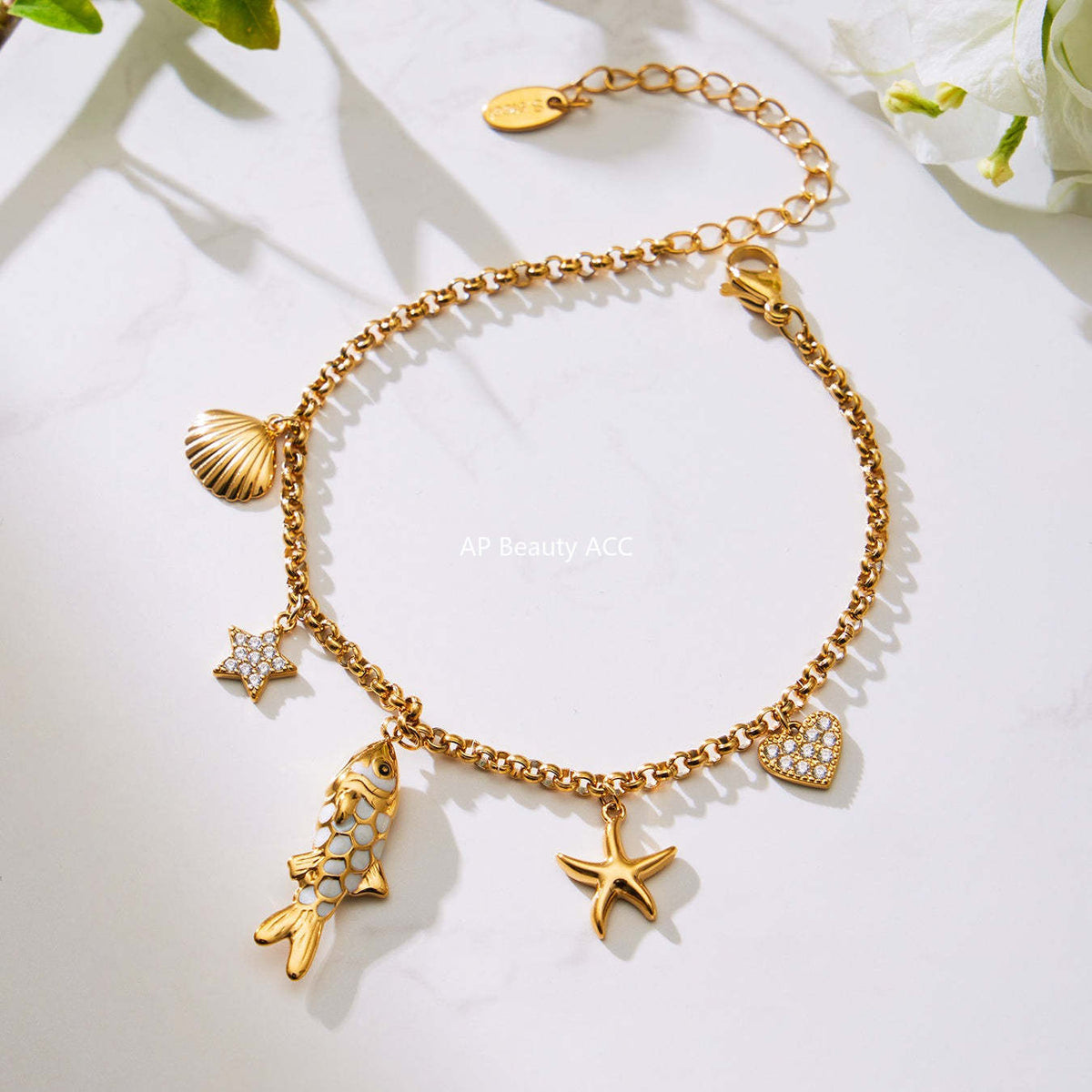 B廠-不鏽鋼ins小眾五角星鋯石滴油小魚兒多彩吊墜手鍊項鍊套裝「TXP484」25.11-4